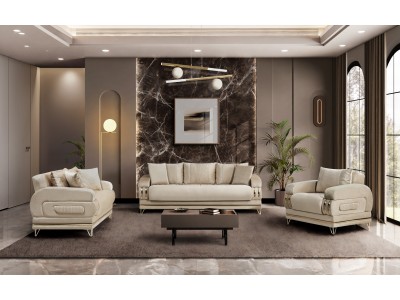 PALERMO SLEEPER SOFA SET (CREAM)