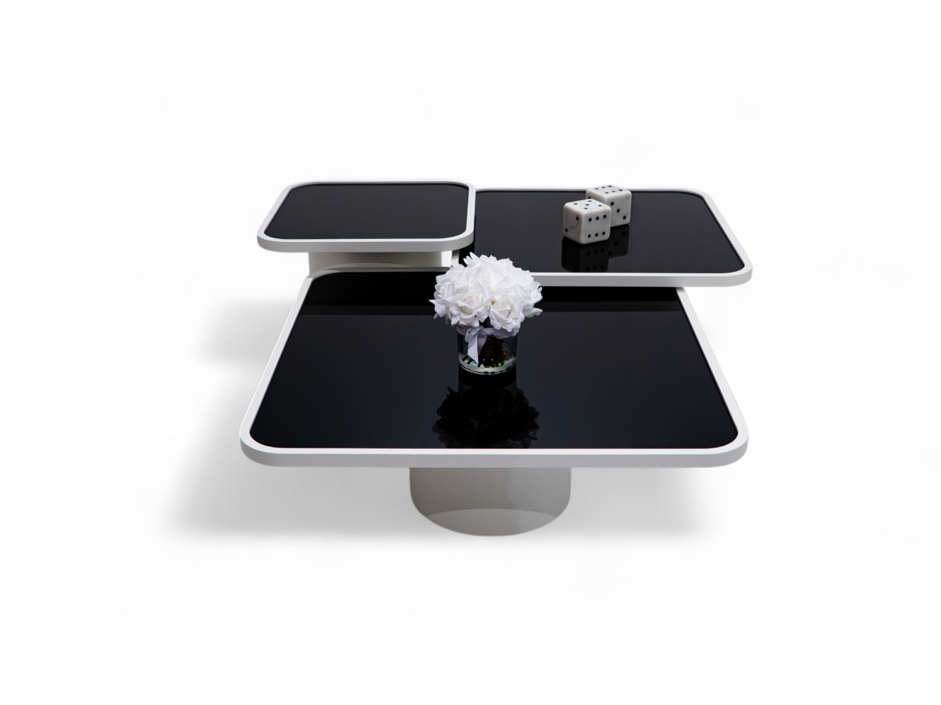 957 Moonstone Black Glass Set Of 3