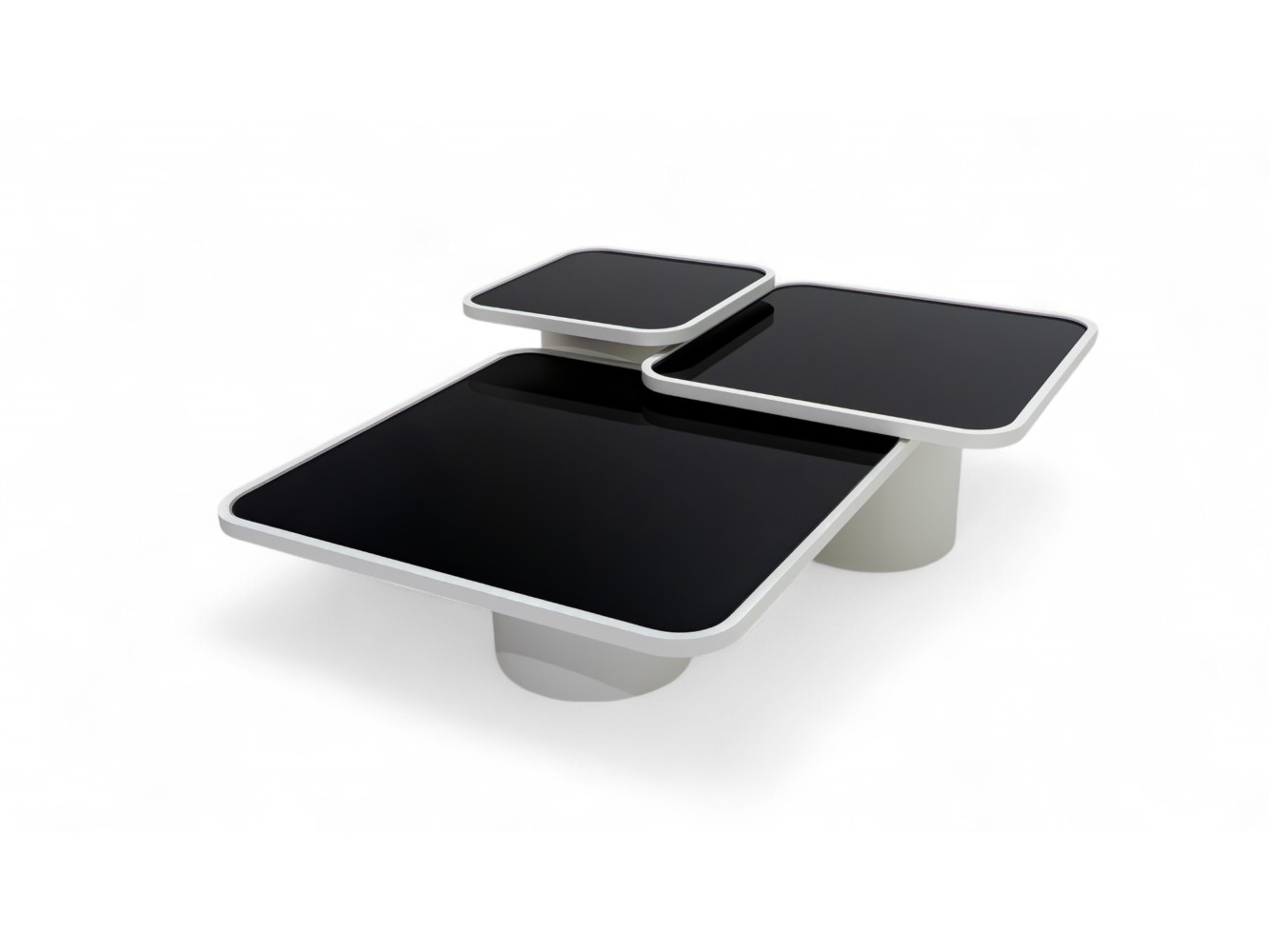 957 Moonstone Black Glass Set Of 3