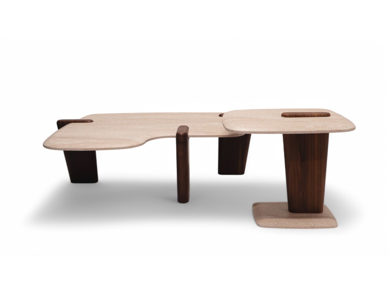 960 - 961 Walnut Travertine Set Of 2