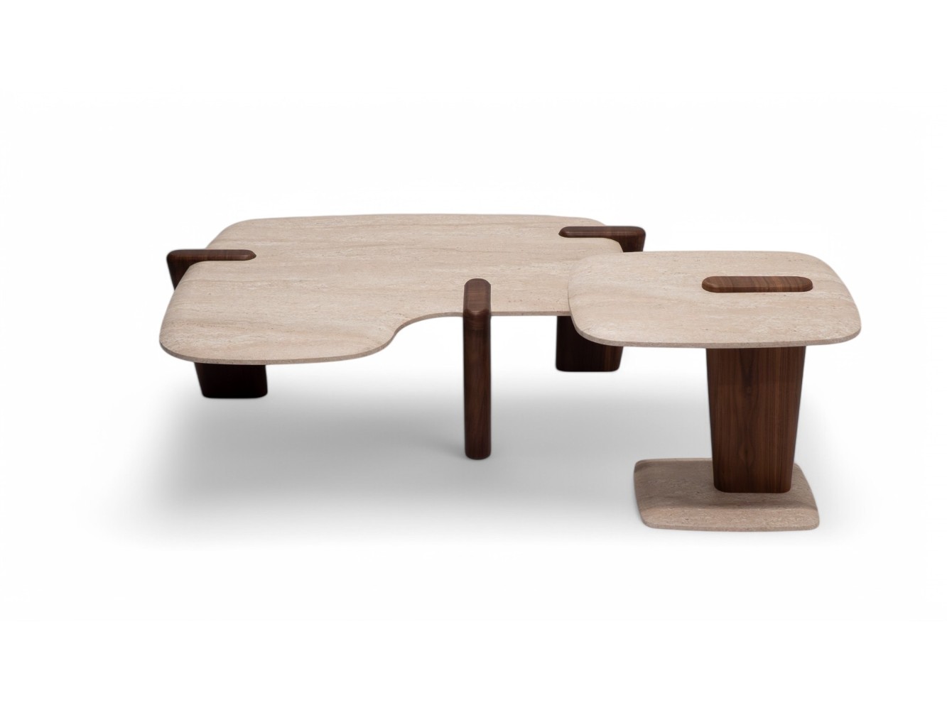 960 - 961 Walnut Travertine Set Of 2