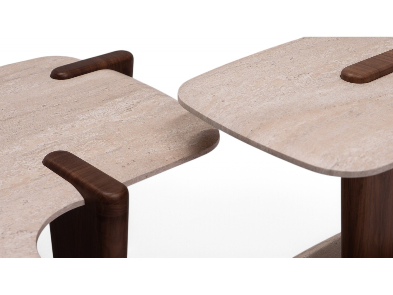 960 - 961 Walnut Travertine Set Of 2