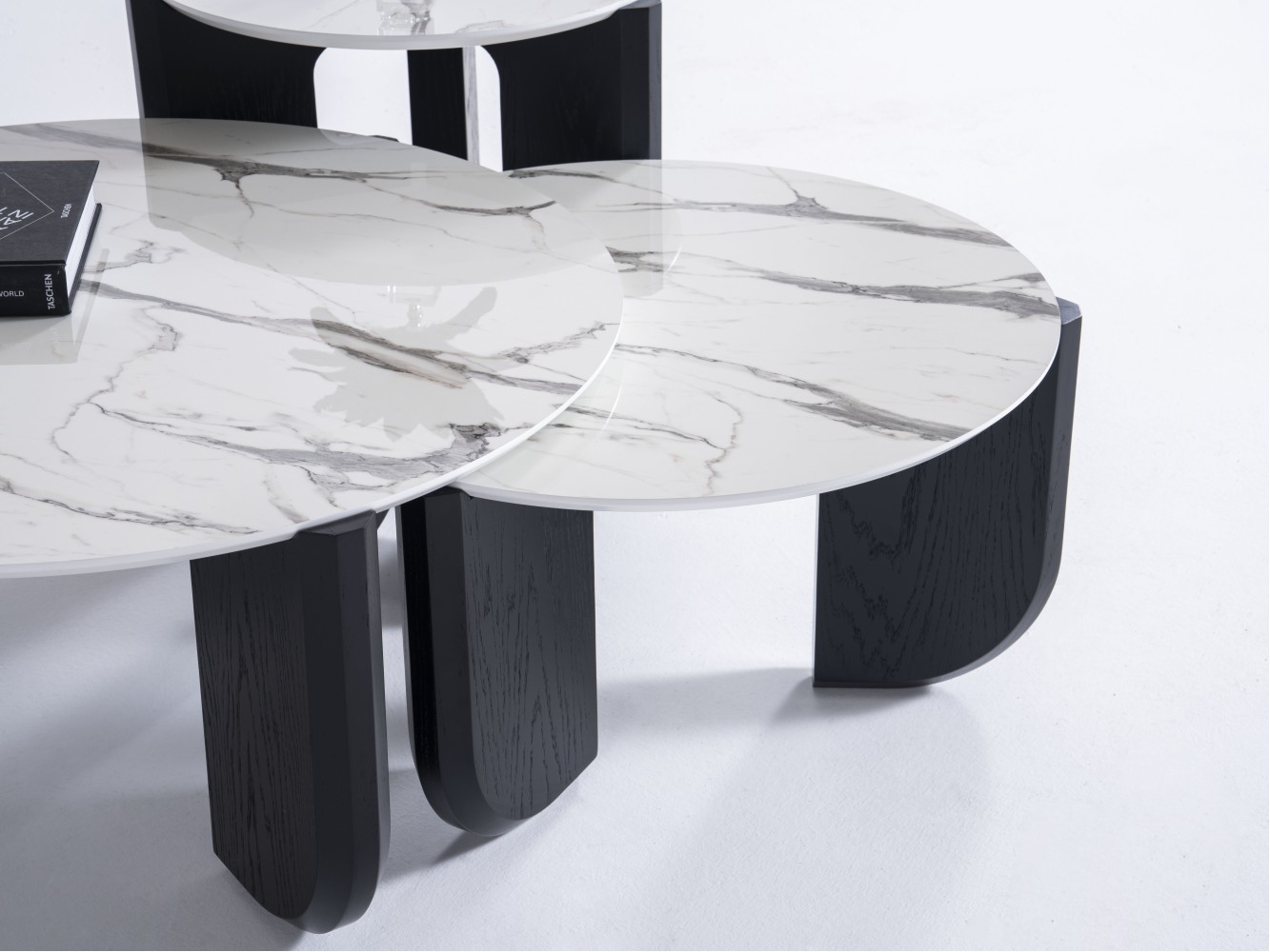 720 Black Oak White Marble Set Of 3
