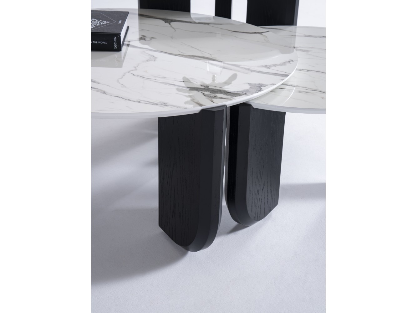 720 Black Oak White Marble Set Of 3