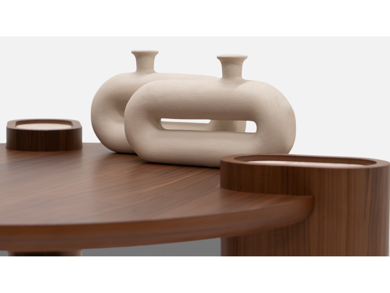 695 - 696 Walnut Travertine Set Of 2