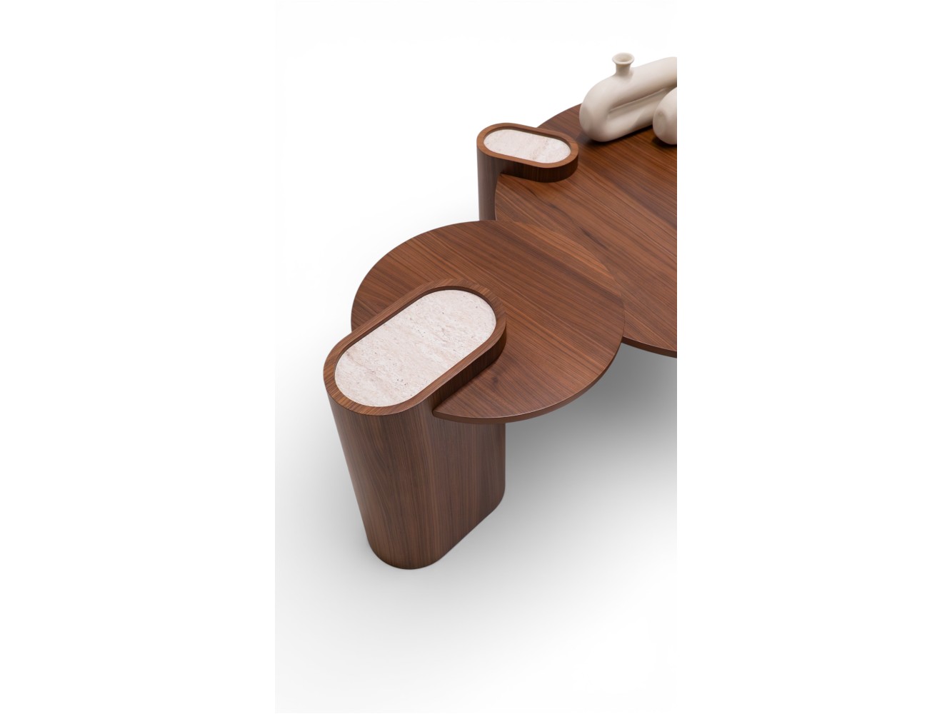 695 - 696 Walnut Travertine Set Of 2