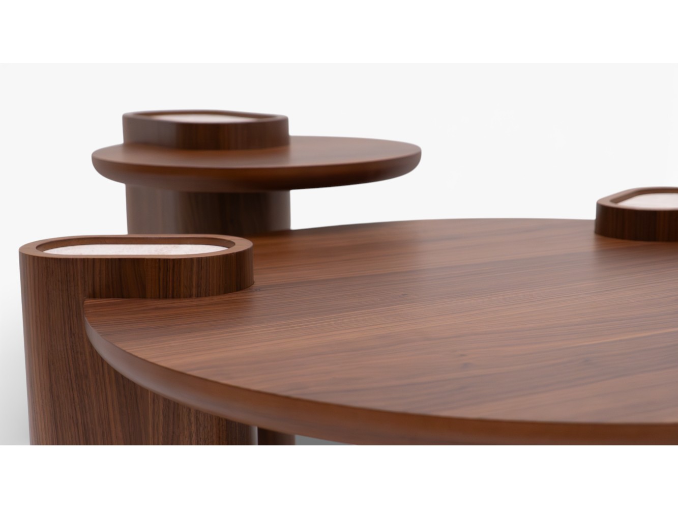 695 - 696 Walnut Travertine Set Of 2