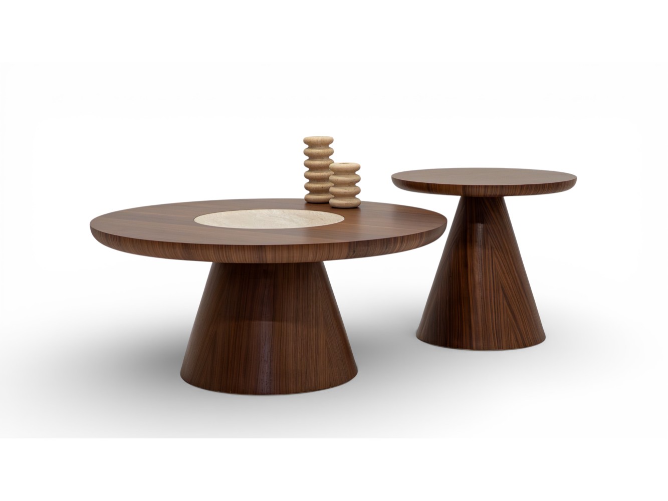 693 - 694 Walnut Travertine Set Of 2