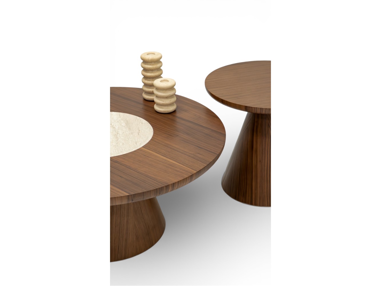 693 - 694 Walnut Travertine Set Of 2