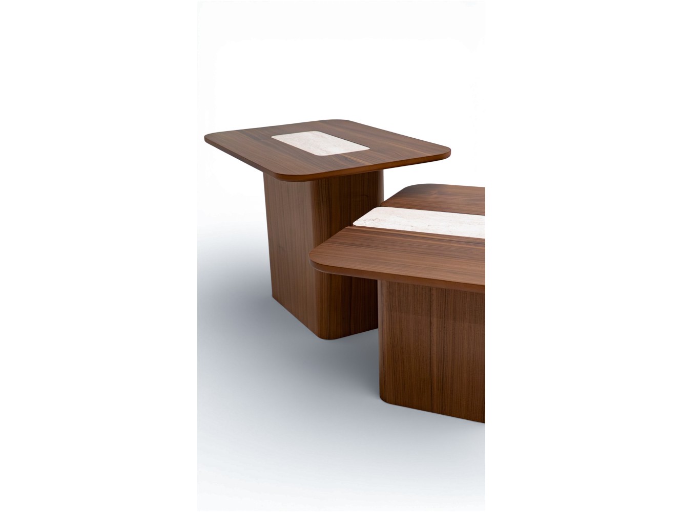 690 - 691 Walnut Travertine Set Of 2