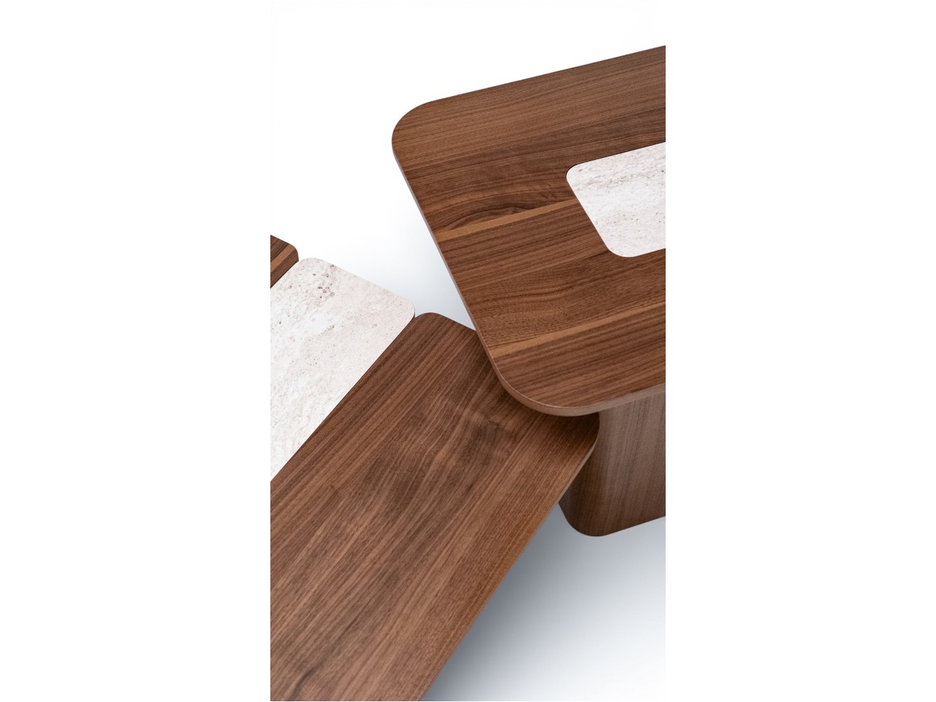 690 - 691 Walnut Travertine Set Of 2