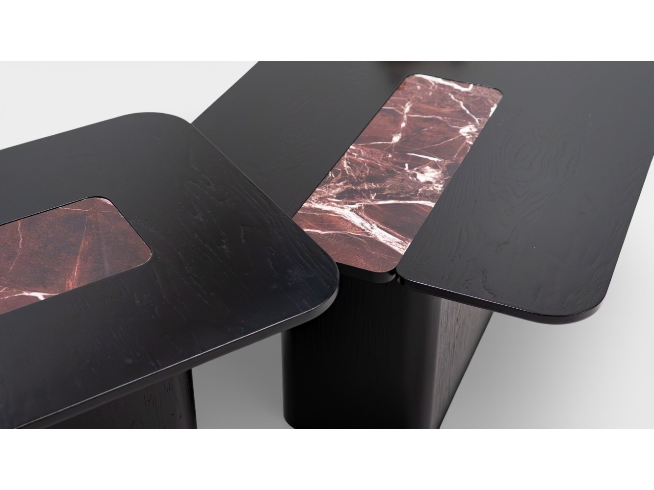 690 - 691 Black Oak Cherry Marble Set Of 2