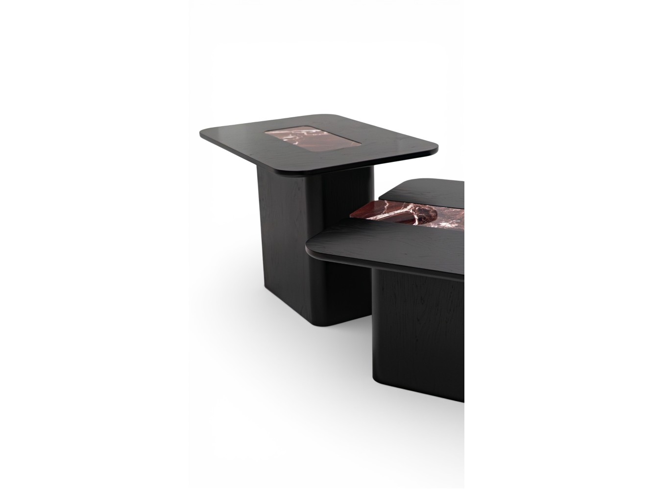 690 - 691 Black Oak Cherry Marble Set Of 2