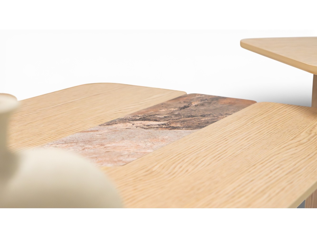 690 - 691 Light Oak Gaia Marble Set Of 2