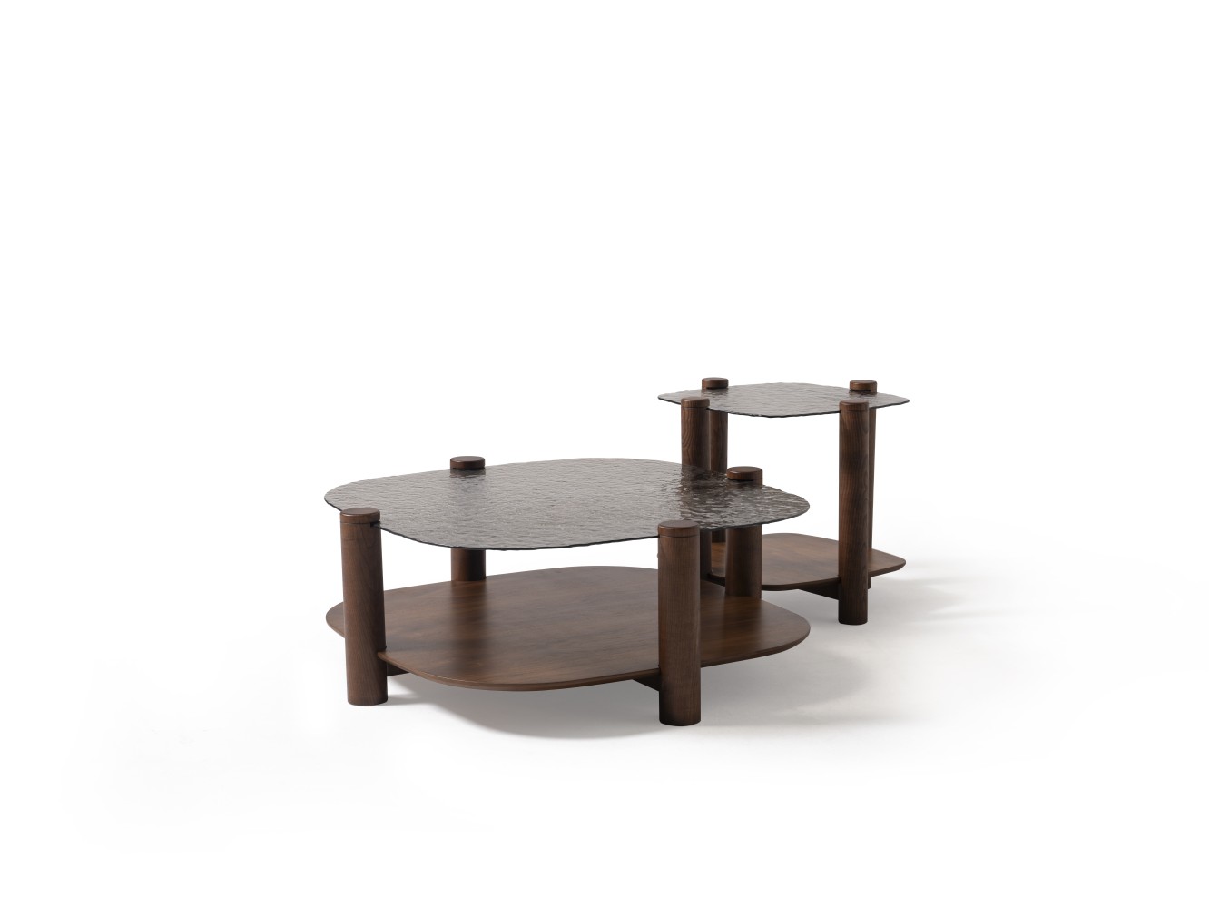 974 - 975 Walnut Bronze Fusion Glass Set Of 2