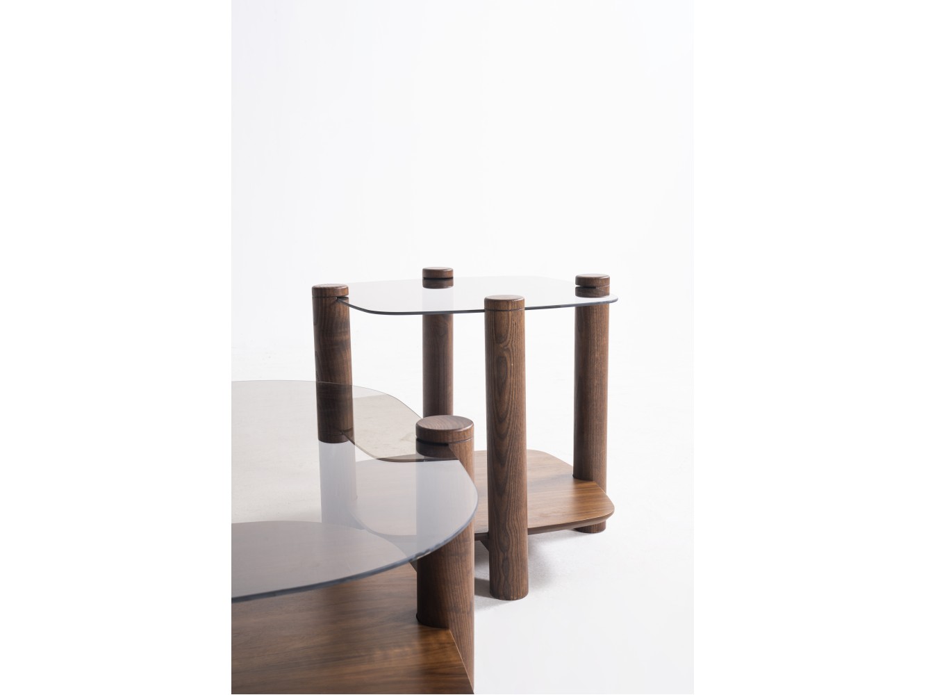 974 - 975 Walnut Bronze Glass Set Of 2