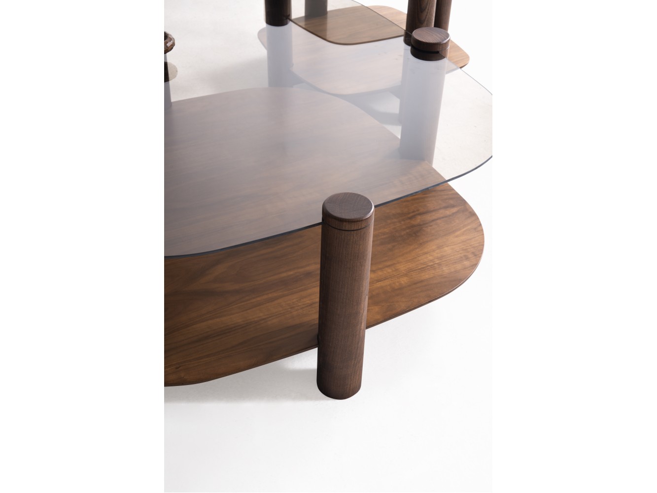 974 - 975 Walnut Bronze Glass Set Of 2