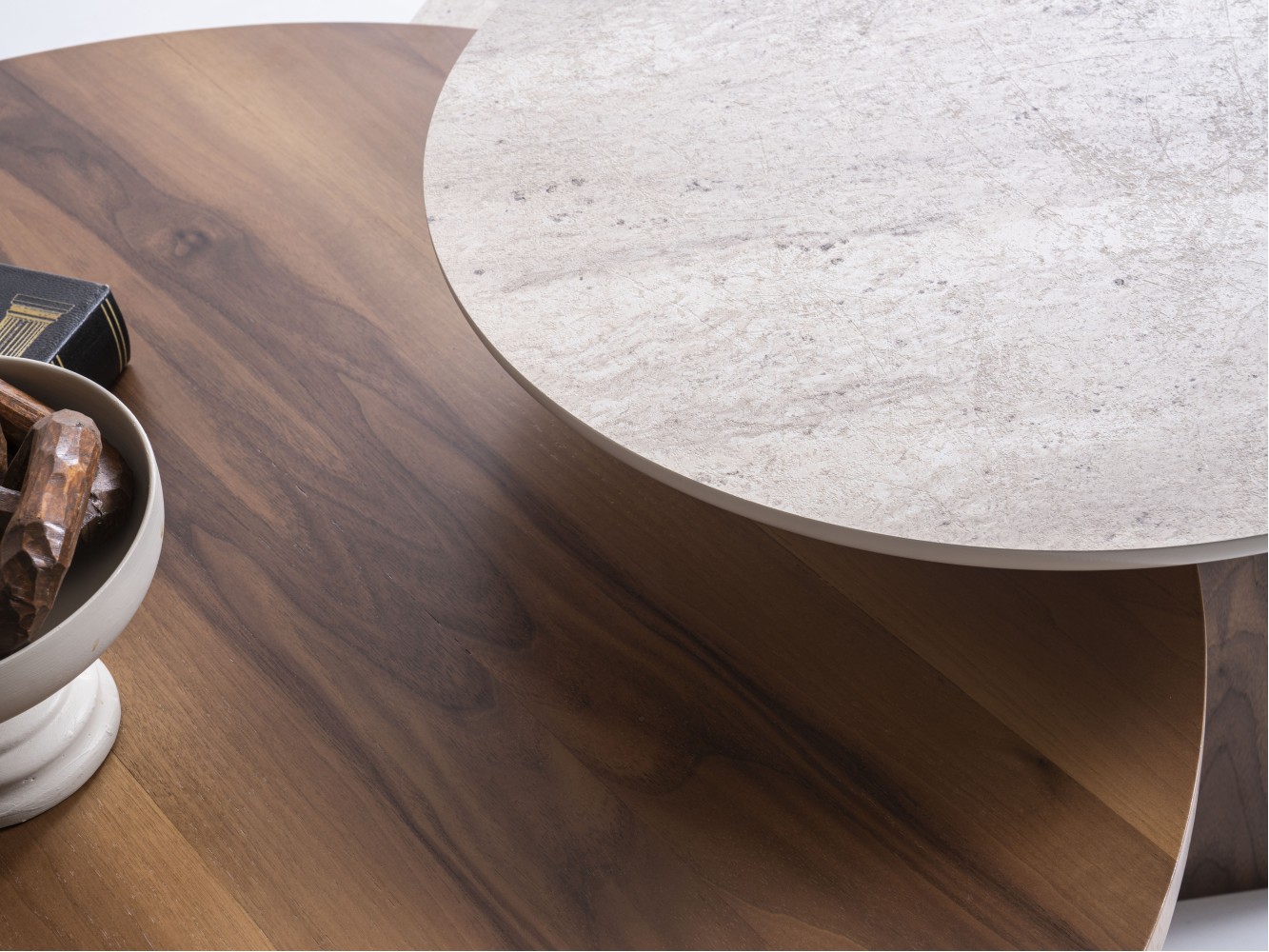 674 - 675 Walnut Travertine Set Of 2