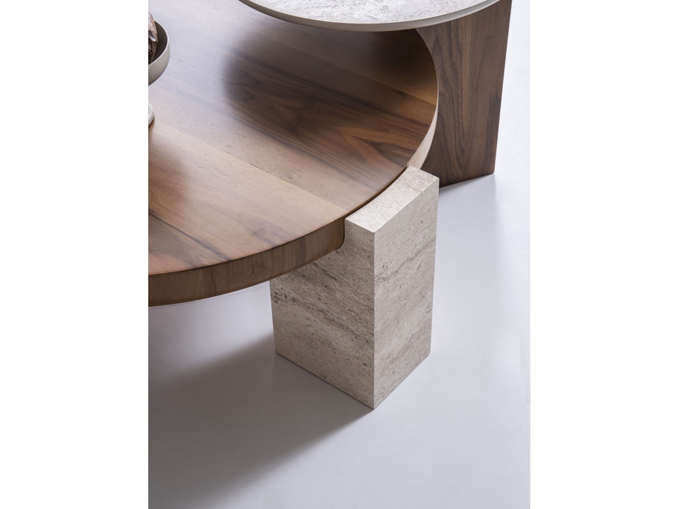 674 - 675 Walnut Travertine Set Of 2