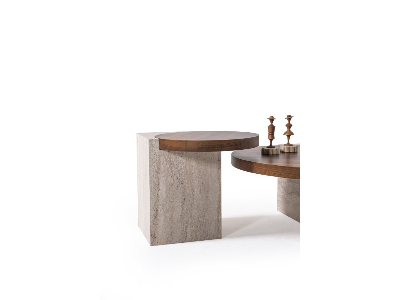 972 - 973  Walnut Travertine Set Of 2
