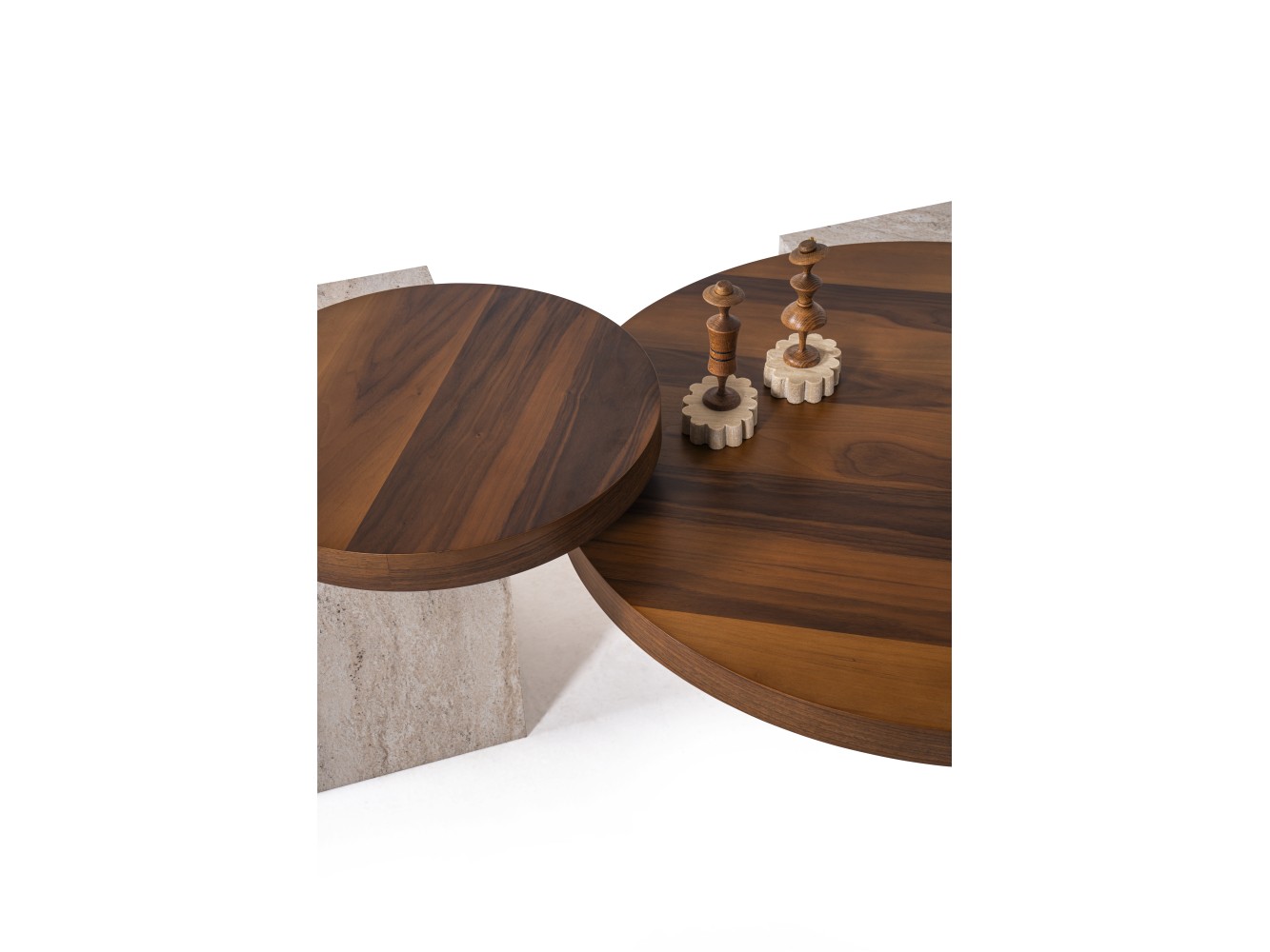 972 - 973  Walnut Travertine Set Of 2