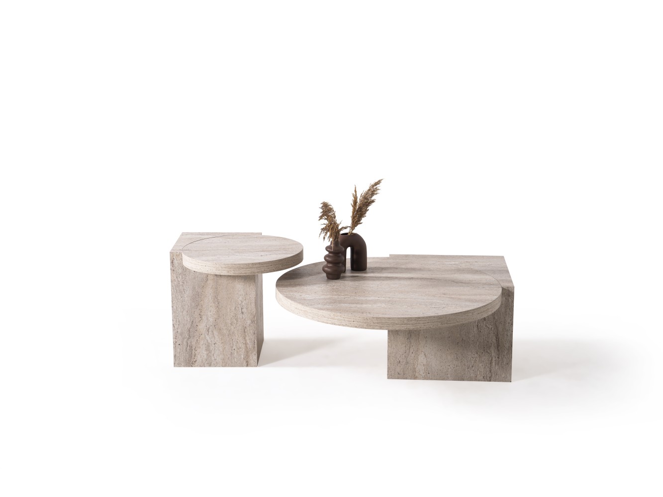 972 - 973 Travertine Set Of 2