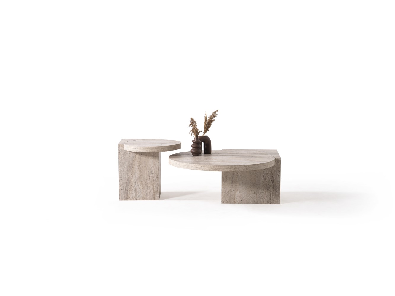 972 - 973 Travertine Set Of 2