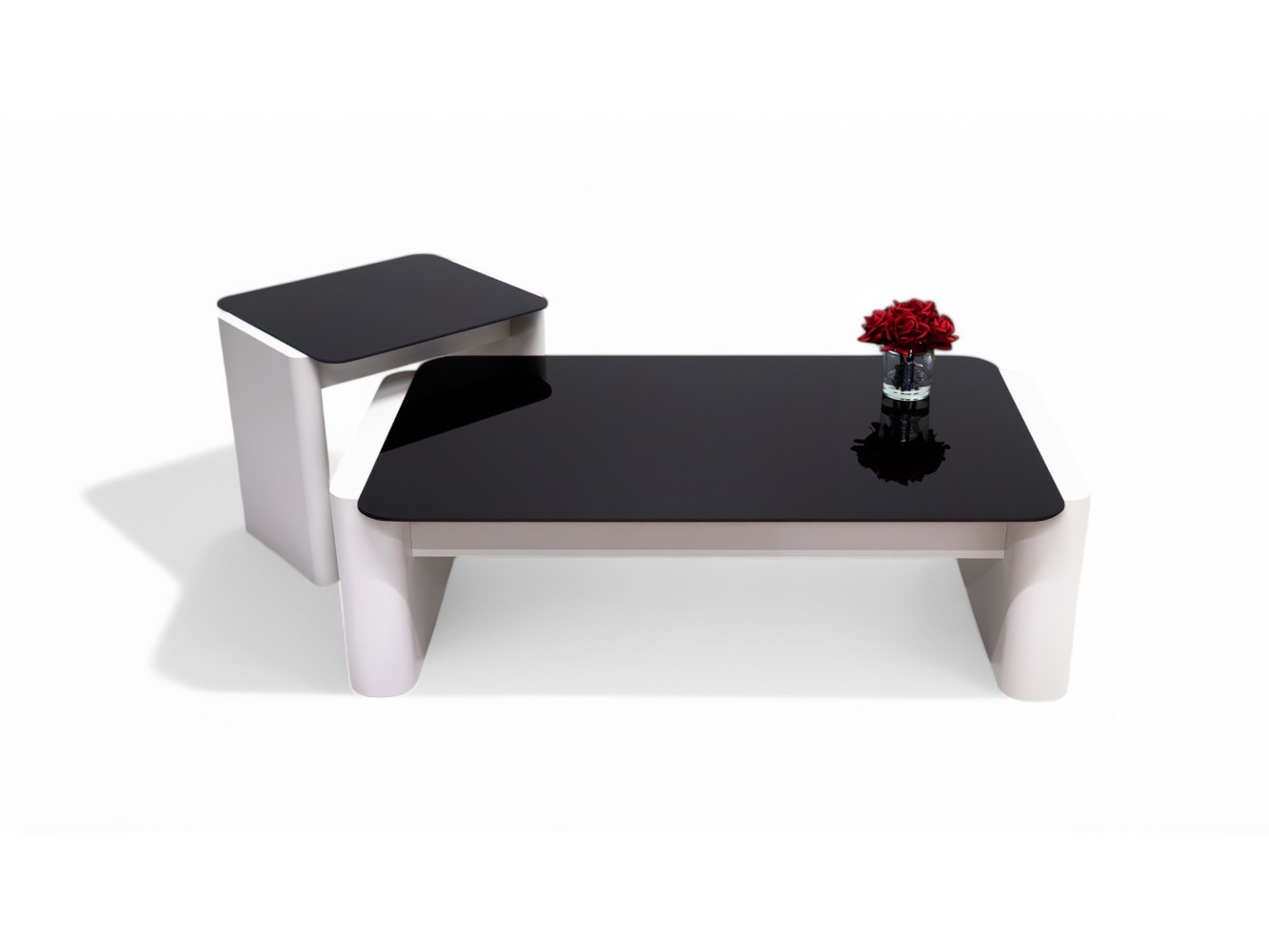 668 - 669 Moonstone Black Glass Set Of 2