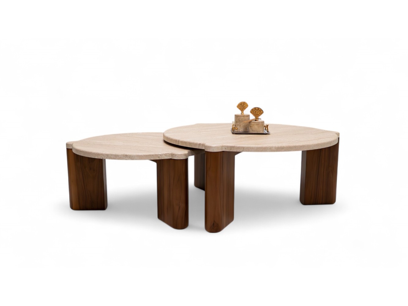 483 Walnut Travertine Set Of 2