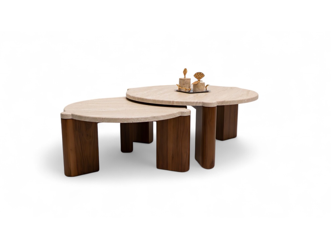 483 Walnut Travertine Set Of 2