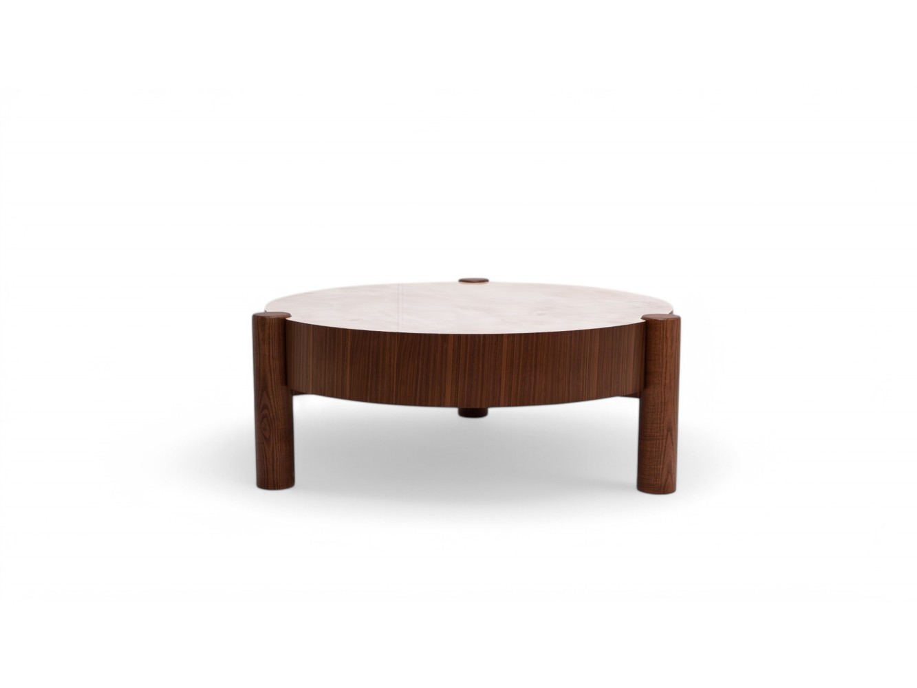 670 - 671 Walnut White Marble Set Of 2