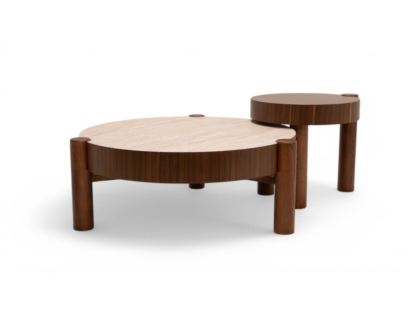 670 - 671 Walnut Travertine Set Of 2