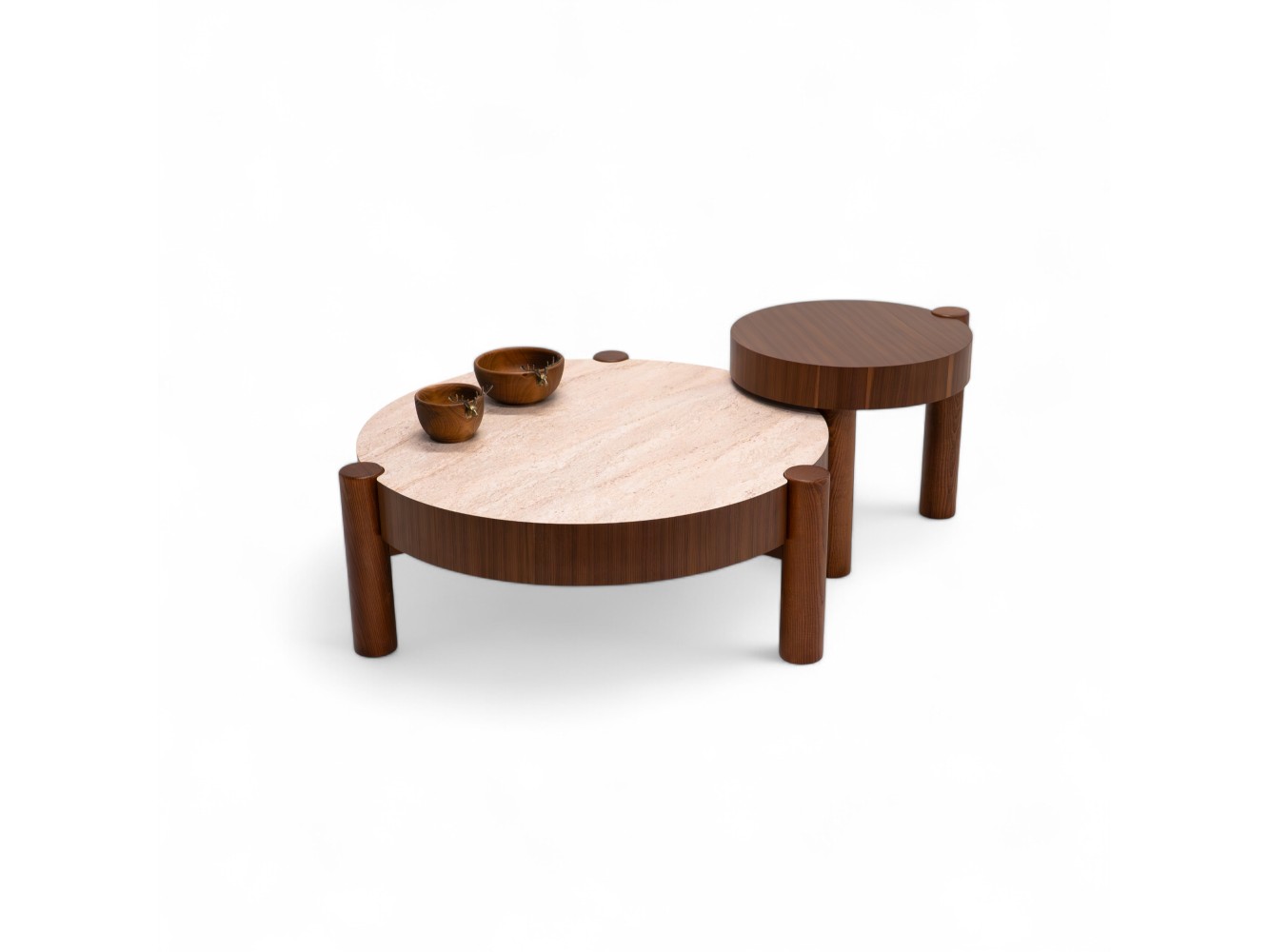 670 - 671 Walnut Travertine Set Of 2