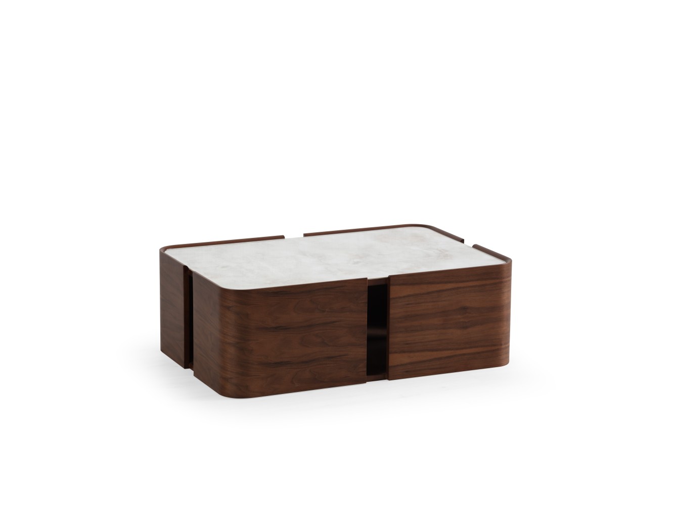 678 Walnut White Marble Set Of 2