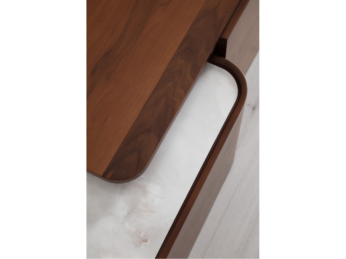 678 Walnut White Marble Set Of 2