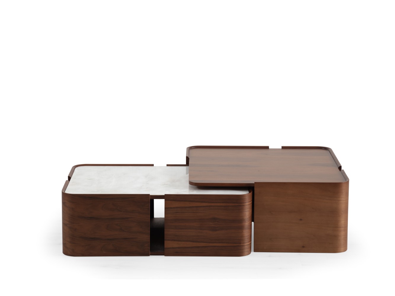 678 Walnut White Marble Set Of 2