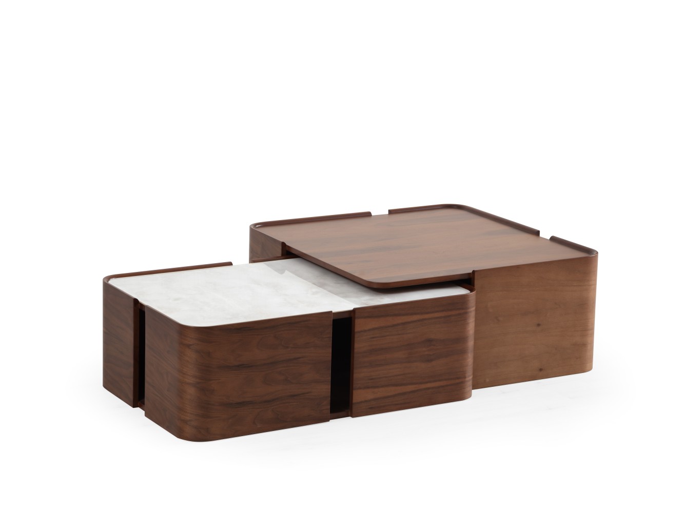 678 Walnut White Marble Set Of 2