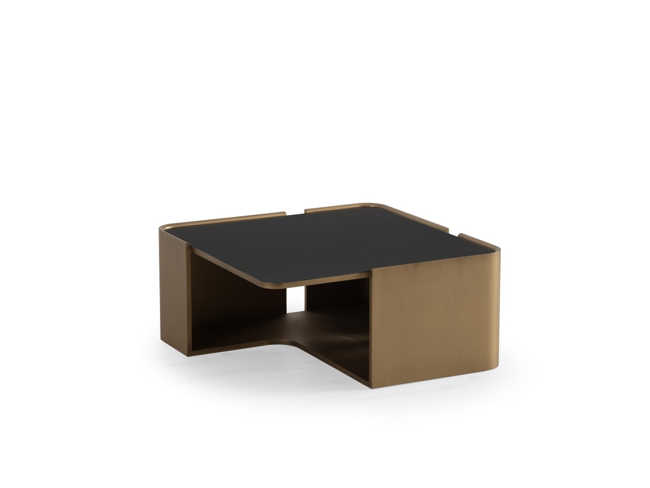 678 Patina Gold Black Glass Set Of 2