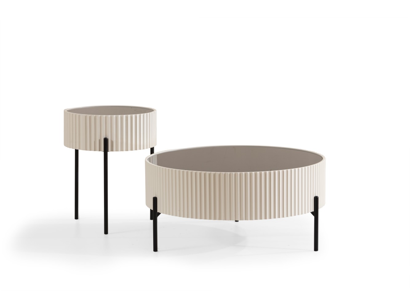 459 Cream Black Glass Set Of 2