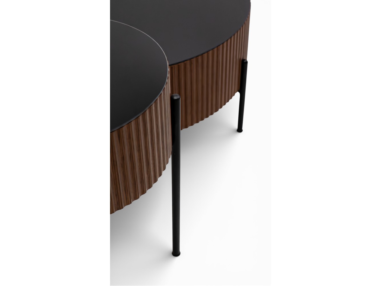 459 Walnut Black Glass Set Of 2