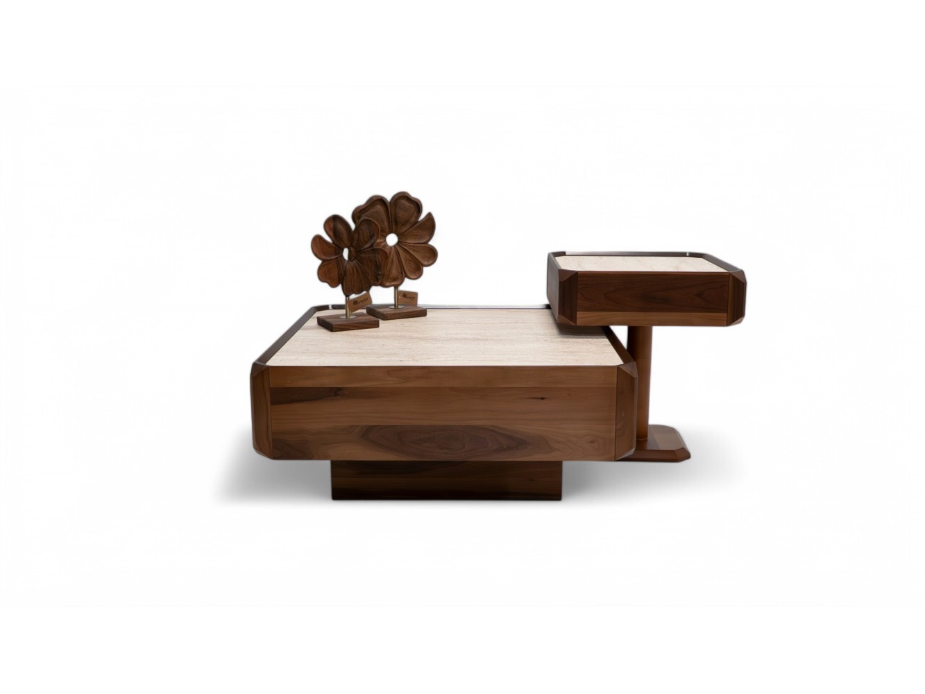 605 - 305 Walnut Travertine Set Of 2