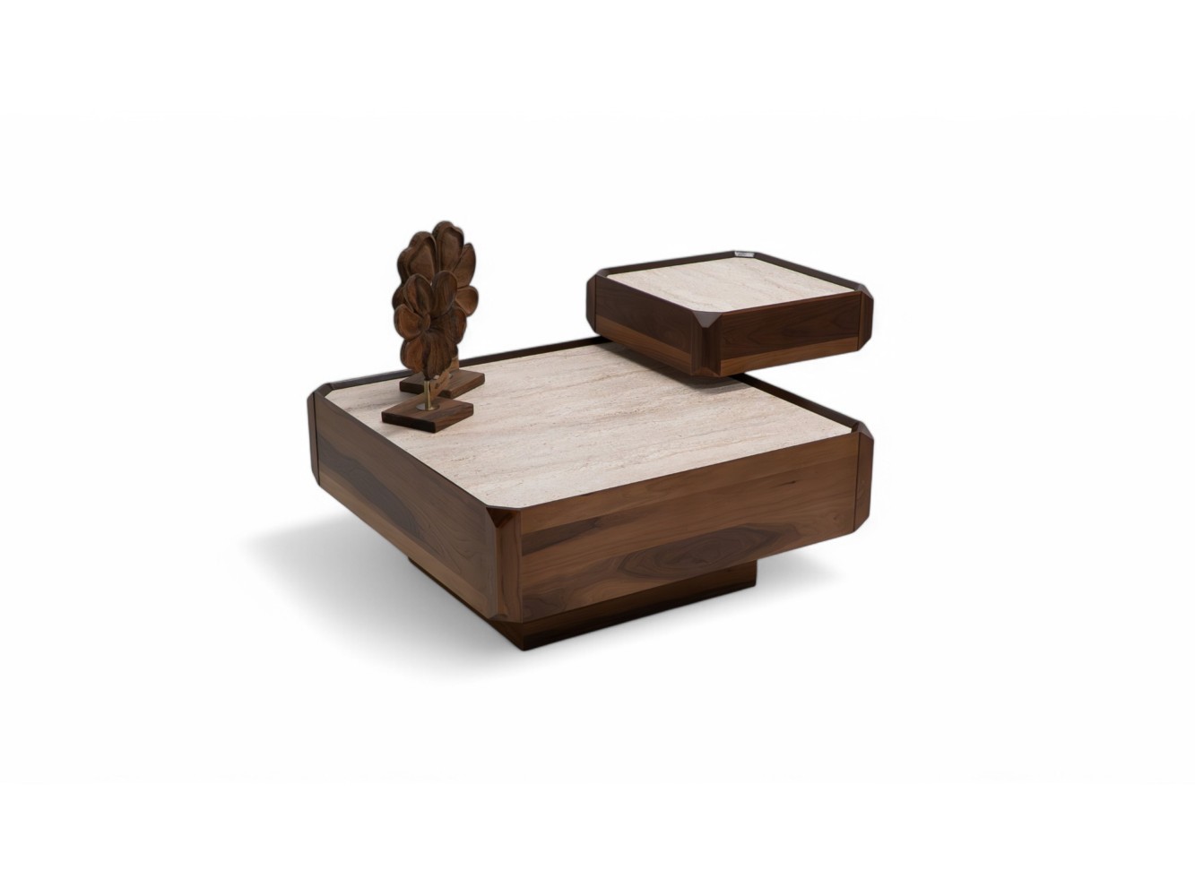 605 - 305 Walnut Travertine Set Of 2