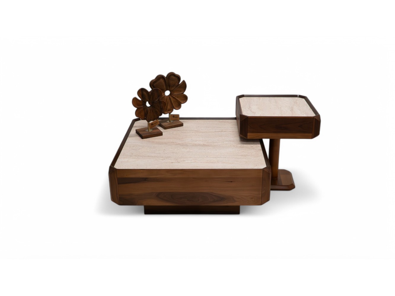 605 - 305 Walnut Travertine Set Of 2