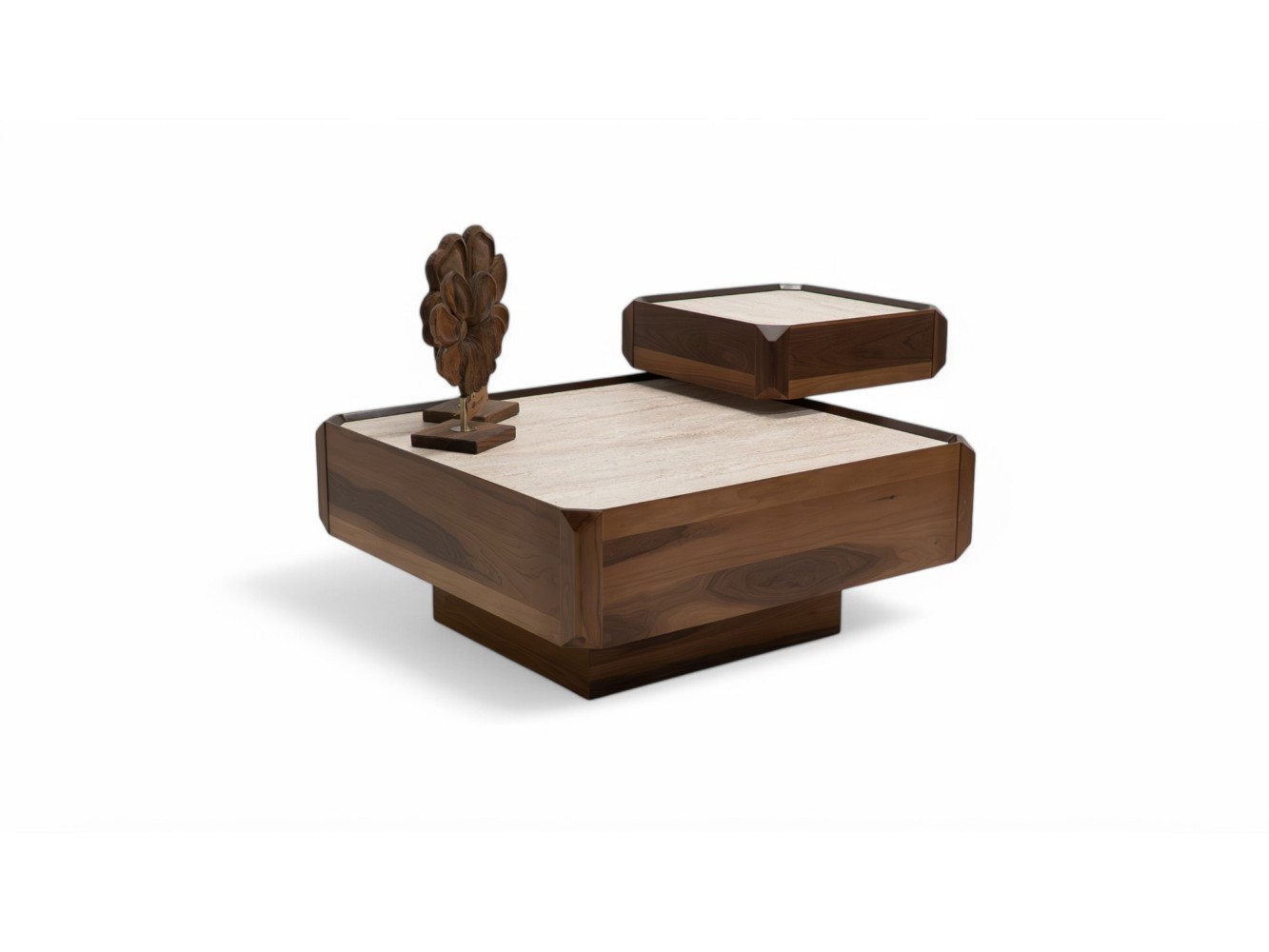 605 - 305 Walnut Travertine Set Of 2