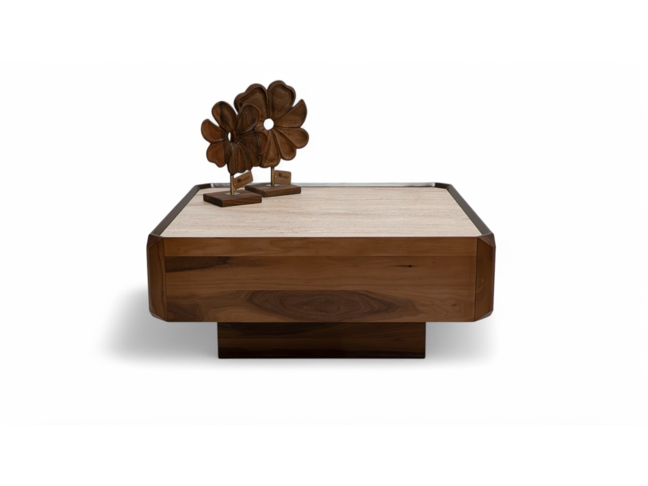 605 - 305 Walnut Travertine Set Of 2