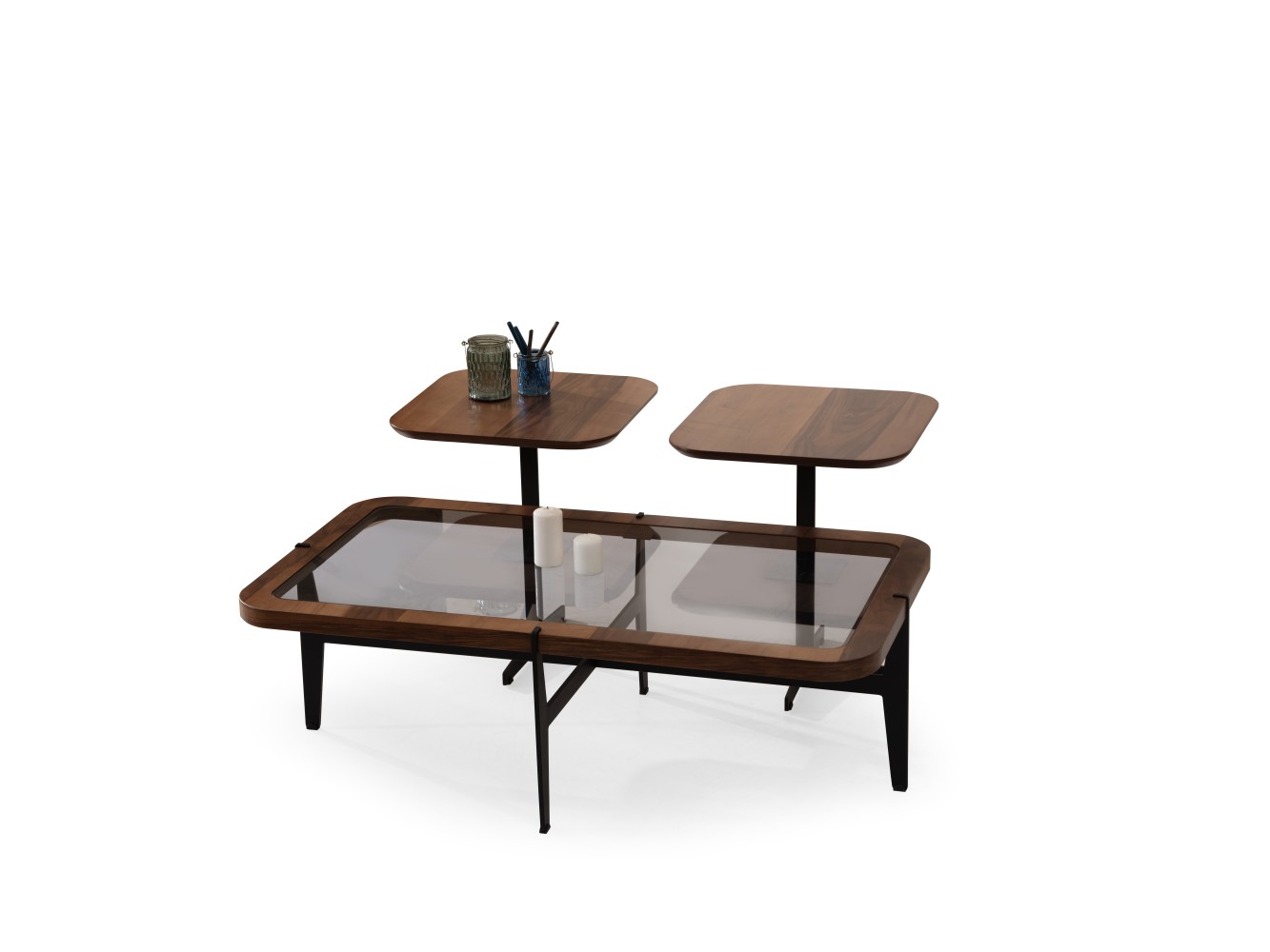 658 - 659 Walnut Bronze Glass Set Of 3