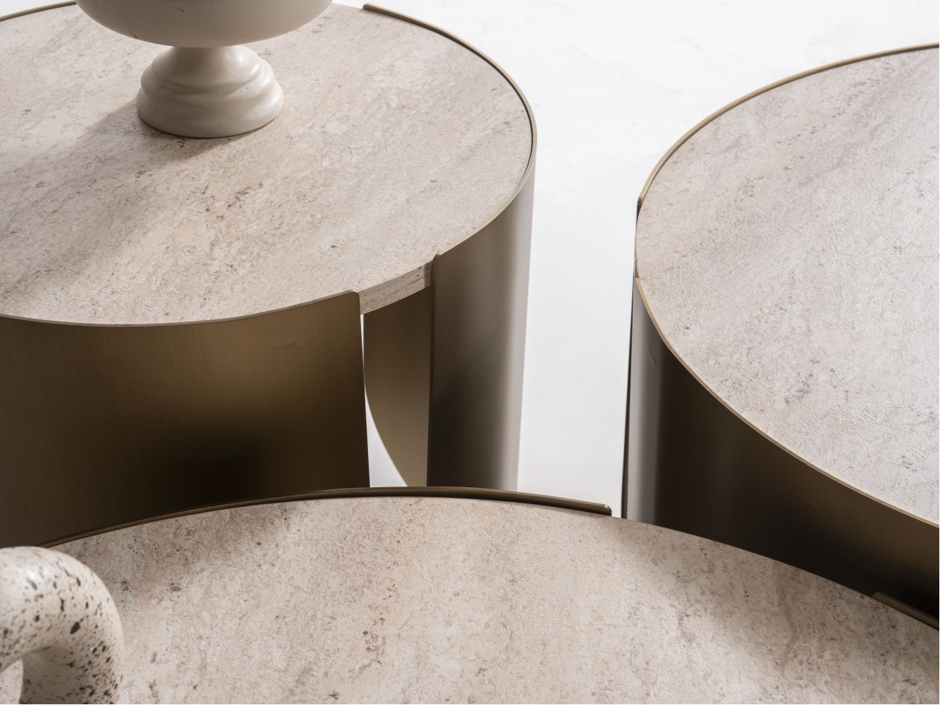 888 Patina Gold Travertine Set Of 3