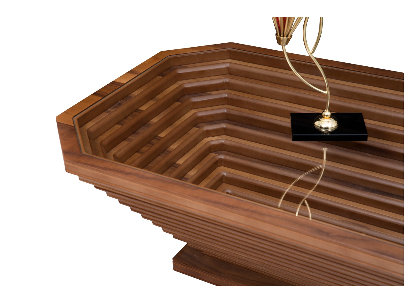 128 - 318 Walnut Clear Glass Set Of 2