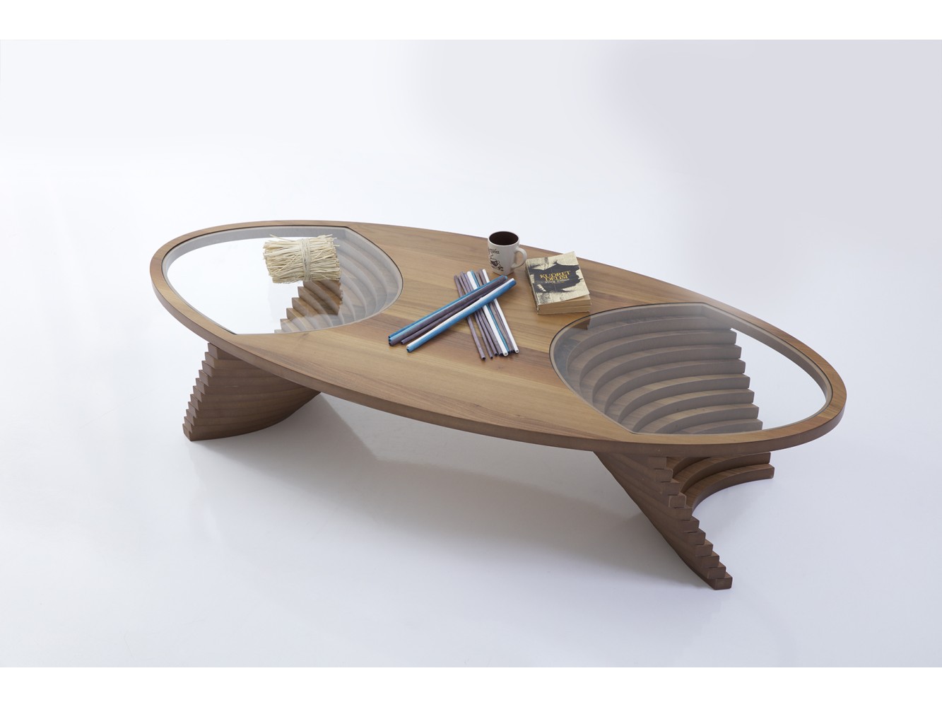 139 - 313 Walnut Clear Glass Set Of 2