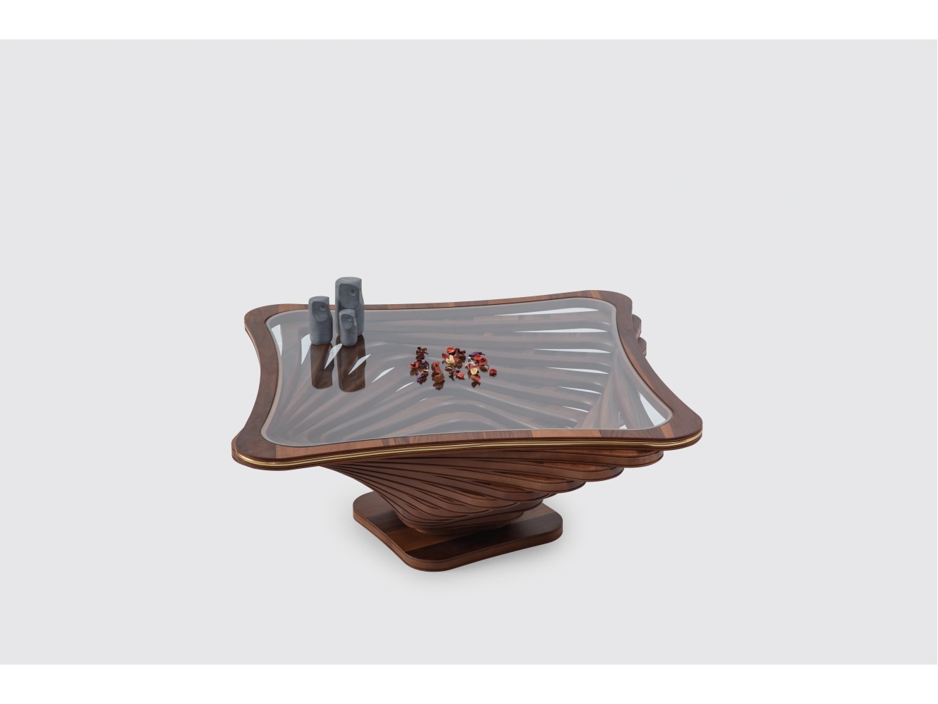 153 - 353 Walnut Gold Line Set Of 2